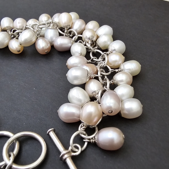 FLASH SALE! Silpada Pink Silver Champagne Pearl Cha Cha Sterling Silver Bracelet - Picture 4 of 15
